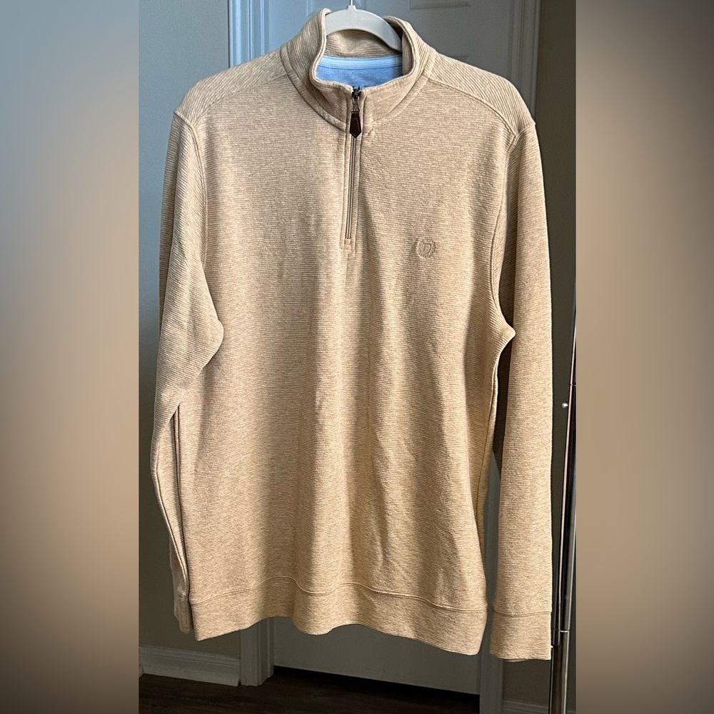 Chaps Men's Tan Quarter Zip Pullover